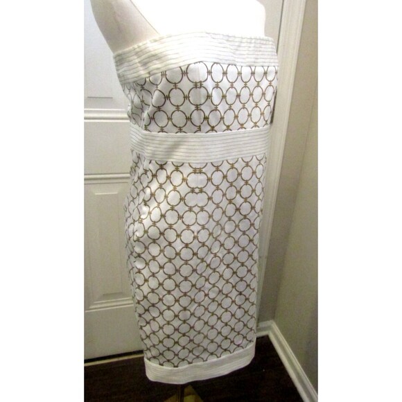 Gretchen Scott Designs Strapless Dress Sheath Mini Lined White Gold Lined Size S - Picture 6 of 7